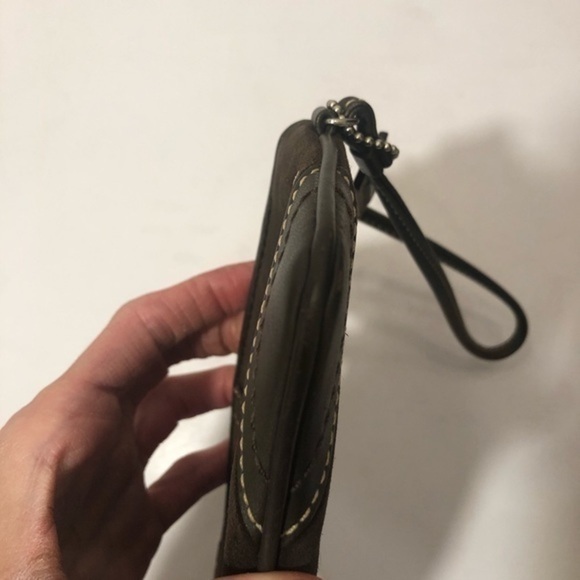 Coach leather suede wristlet bag